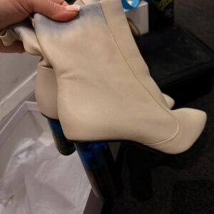 Kurt Geiger Cream Boots with Blue Heel